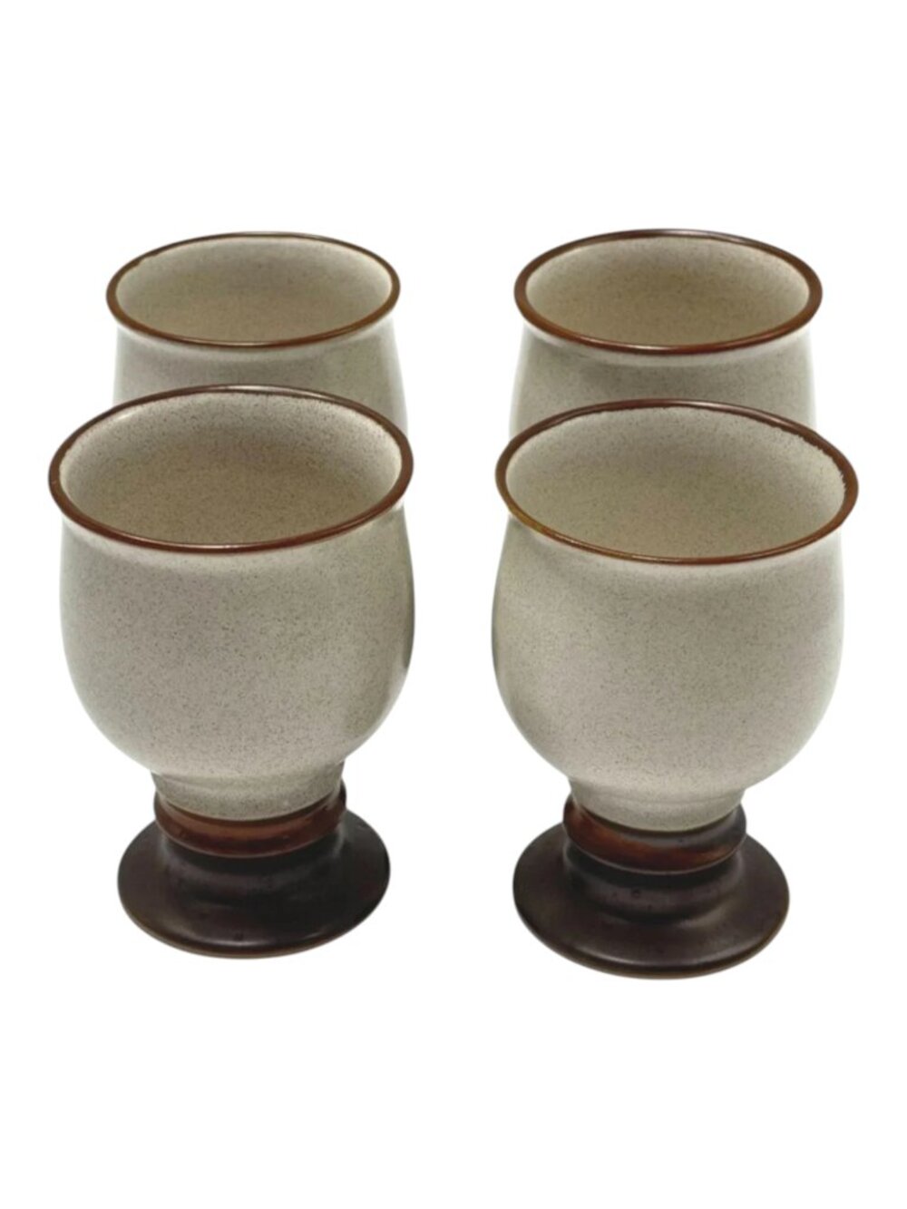 Denby Potters Wheel Wine Goblet Lot 4  4-in Pottery Brown Speckle 1970S Water